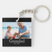 Grandad Established Photo White Bold Minimal Text キーホルダー (裏面)