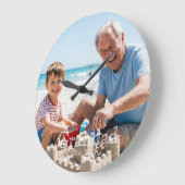 Grandad Established Photo White Bold Minimal Text ラージ壁時計 (傾斜)