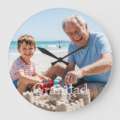 Grandad Established Photo White Bold Minimal Text ラージ壁時計 (正面)