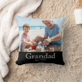 Grandad Established White Bold Minimal Text Photo クッション (ブランケット)