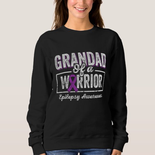 Grandad of a Warrior Epilepsy Grandad Purple Ribbo スウェットシャツ (正面)