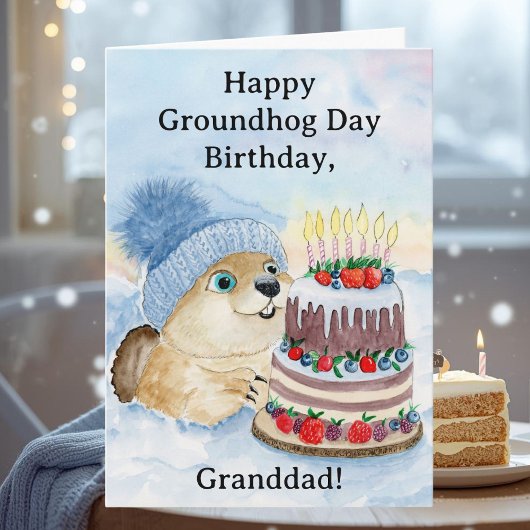 Granddad Happy Groundhog Day Birthday Groundhog カード