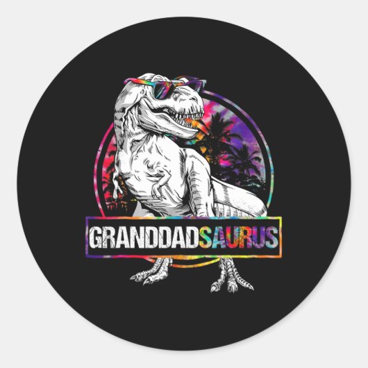 Granddadsaurus Dinosaur Granddad Saurus Matching T ラウンドシール (正面)