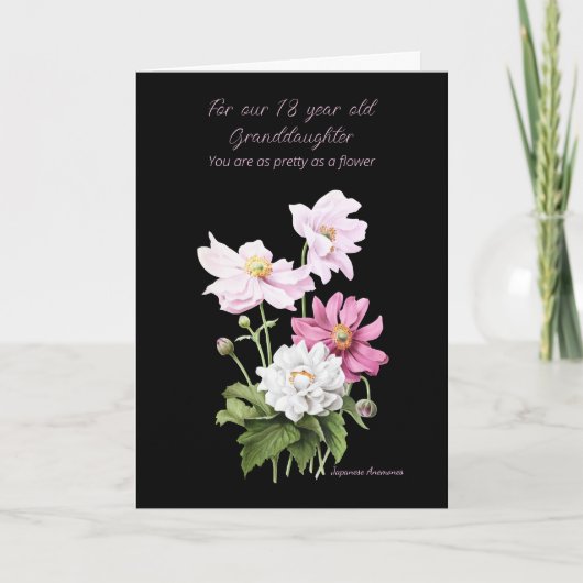 Granddaughter 18th Birthday Japanese Anemones カード (正面)