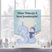 Granddaughter 3rd Birthday Snowman Snowy Three カード
