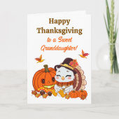 Granddaughter Baby Turkey & Pumpkin Thanksgiving  カード (正面)