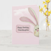 Granddaughter Birthday Bunny On Pink カード (黄色い花)