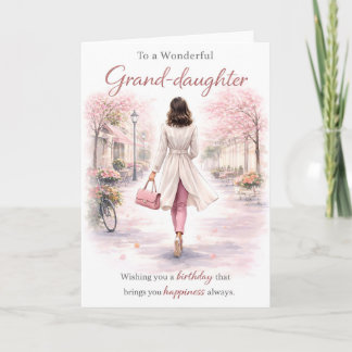 Granddaughter Birthday Card Elegant Floral Street カード