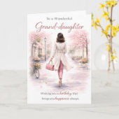 Granddaughter Birthday Card Elegant Floral Street カード (黄色い花)