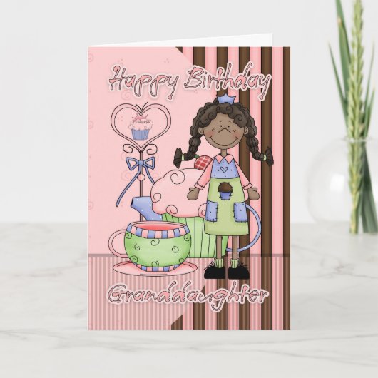 Granddaughter Cute Birthday Card - Cupcakes And Te カード (正面)