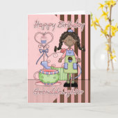 Granddaughter Cute Birthday Card - Cupcakes And Te カード (黄色い花)