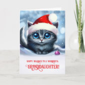 Granddaughter Cute Kitten Christmas Card カード (正面)
