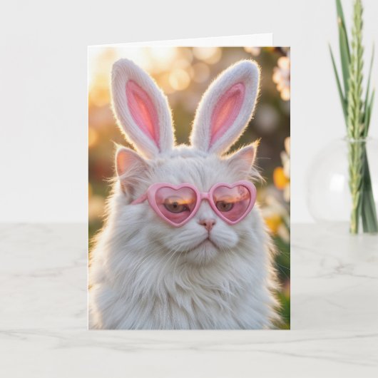 Granddaughter Easter Cat with Bunny Ears カード (正面)