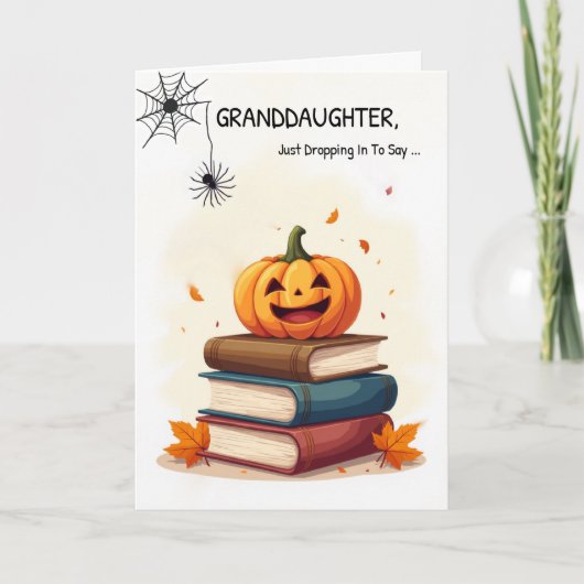 Granddaughter Funny Halloween Cute Spider Dropping カード (正面)