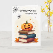 Granddaughter Funny Halloween Cute Spider Dropping カード (黄色い花)