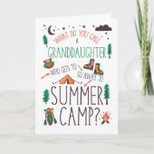 Granddaughter Funny Summer Camp Orange Green Brown カード (正面)