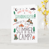 Granddaughter Funny Summer Camp Orange Green Brown カード (黄色い花)