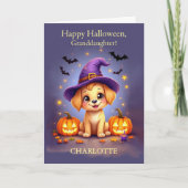Granddaughter Halloween Customizable Name Puppy カード (正面)