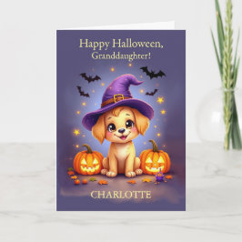 Granddaughter Halloween Customizable Name Puppy カード