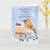 Granddaughter Happy February Birthday Bird カード (黄色い花)