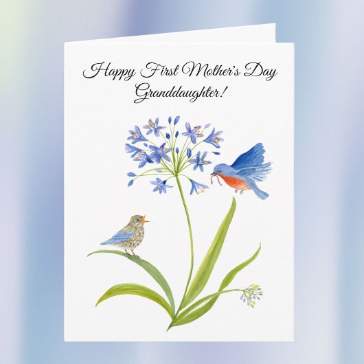 Granddaughter Happy First Mother’s Day Bluebird  カード