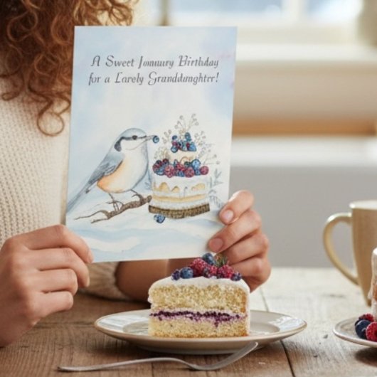 Granddaughter Happy January Birthday Birds カード