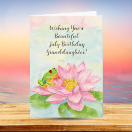 Granddaughter Happy July Birthday with Waterlily カード