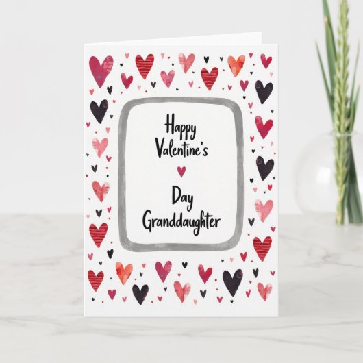 Granddaughter Hearts Valentines Day Card カード (正面)