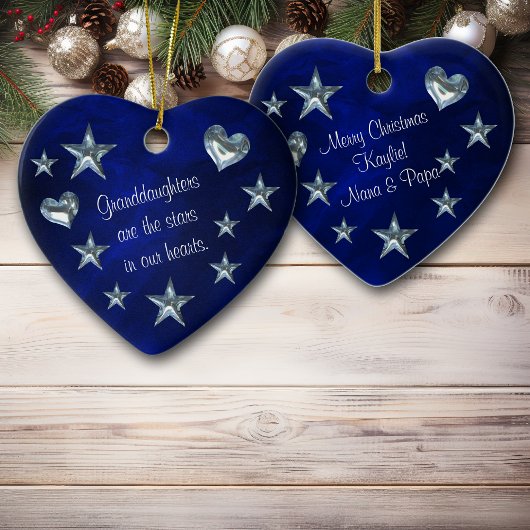 Granddaughter Star and Heart Christmas Ornament セラミックオーナメント