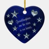 Granddaughter Star and Heart Christmas Ornament セラミックオーナメント (正面)