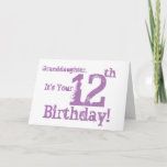 Granddaughter's 12th birthday in purple. カード<br><div class="desc">A white background featuring pink text,  on this fun,  birthday greeting for a granddaughter. My Funny Mind Greetings.</div>