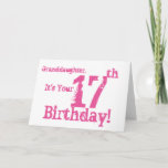 Granddaughter's 17th birthday in pink. カード<br><div class="desc">A white background featuring pink text,  on this fun,  birthday greeting for a granddaughter. My Funny Mind Greetings.</div>