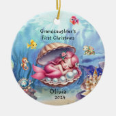 Granddaughter's 1st Cute Mermaid Ocean セラミックオーナメント (正面)