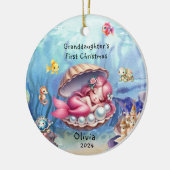 Granddaughter's 1st Cute Mermaid Ocean セラミックオーナメント (左)
