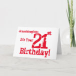 Granddaughter's 21st birthday in red and white. カード<br><div class="desc">A white background featuring red text,  on this fun,  birthday greeting for a granddaughter. My Funny Mind Greetings.</div>