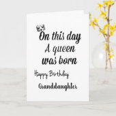 **GRANDDAUGTER** YOU ARE A QUEEN "BIRTHDAY" CARD カード (黄色い花)