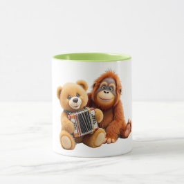 Grande amitié entre un ourson et un orang outan . マグカップ