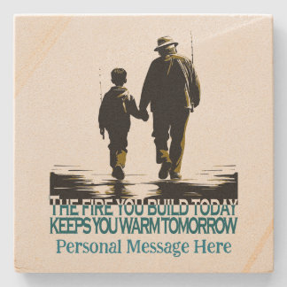 Grandfather and Grandson Headed for Fishing  ストーンコースター