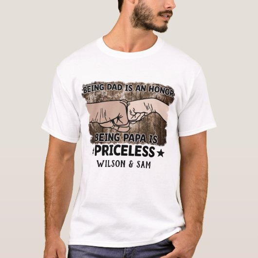 Grandfather | Being Papa Is Priceless | Father Tシャツ (正面)