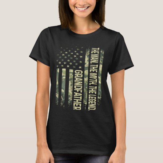 Grandfather Man Myth Legend Camo American Flag Fat Tシャツ (正面)