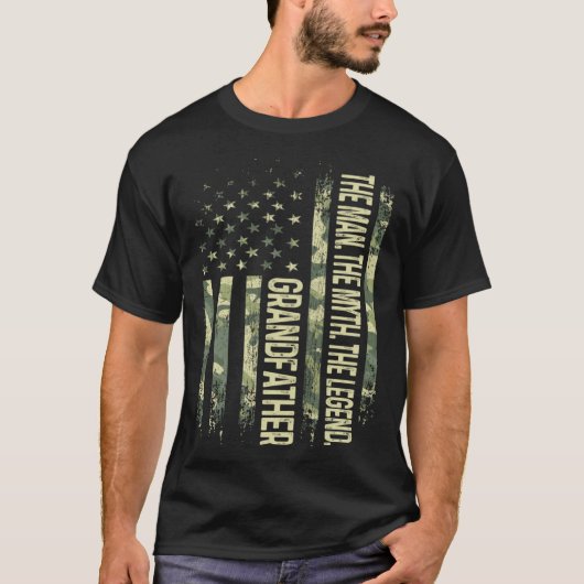 Grandfather Man Myth Legend Camo American Flag Fat Tシャツ (正面)