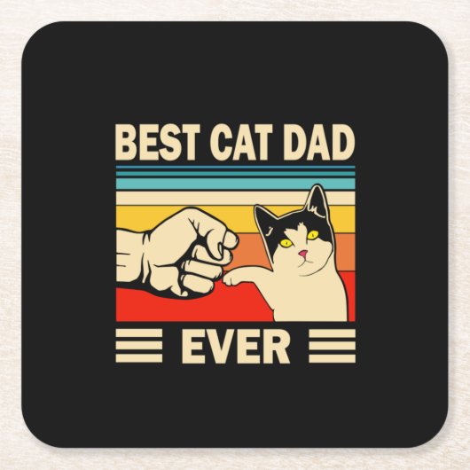 Grandfather Quotes | Best Cat Dad Ever スクエアペーパーコースター (正面)
