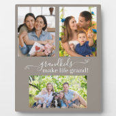 Grandkids Make Life Grand 3 Photo Collage Plaque フォトプラーク (正面)