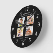 Grandkids Make Life Grand 4 Photo Collage Black ラウンド壁時計 (傾斜)