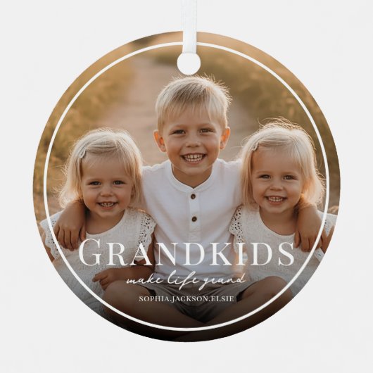 Grandkids Make Life Grand Grandparent 2 Photo  メタルオーナメント (正面)