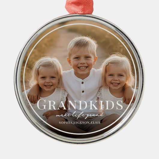 Grandkids Make Life Grand Grandparent 2 Photo   メタルオーナメント (正面)