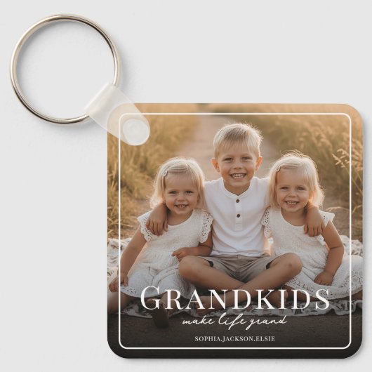 Grandkids Make Life Grand Grandparent Gift Photo キーホルダー (正面)