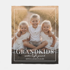 Grandkids Make Life Grand Grandparent Gift Photo フリースブランケット