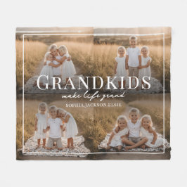 Grandkids Make Life Grand Grandparent Gift Photo フリースブランケット