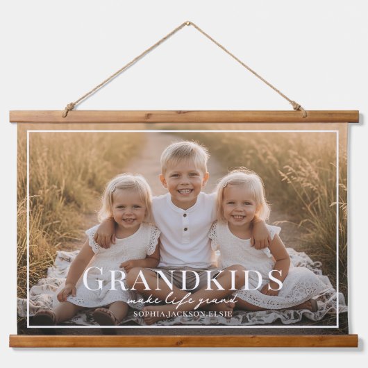 Grandkids Make Life Grand Grandparent Gift Photo 吊り下げ型タペストリー (正面)